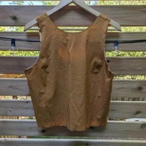 Athleta Terra perforated mustard colored scoop back laser cut tank top M